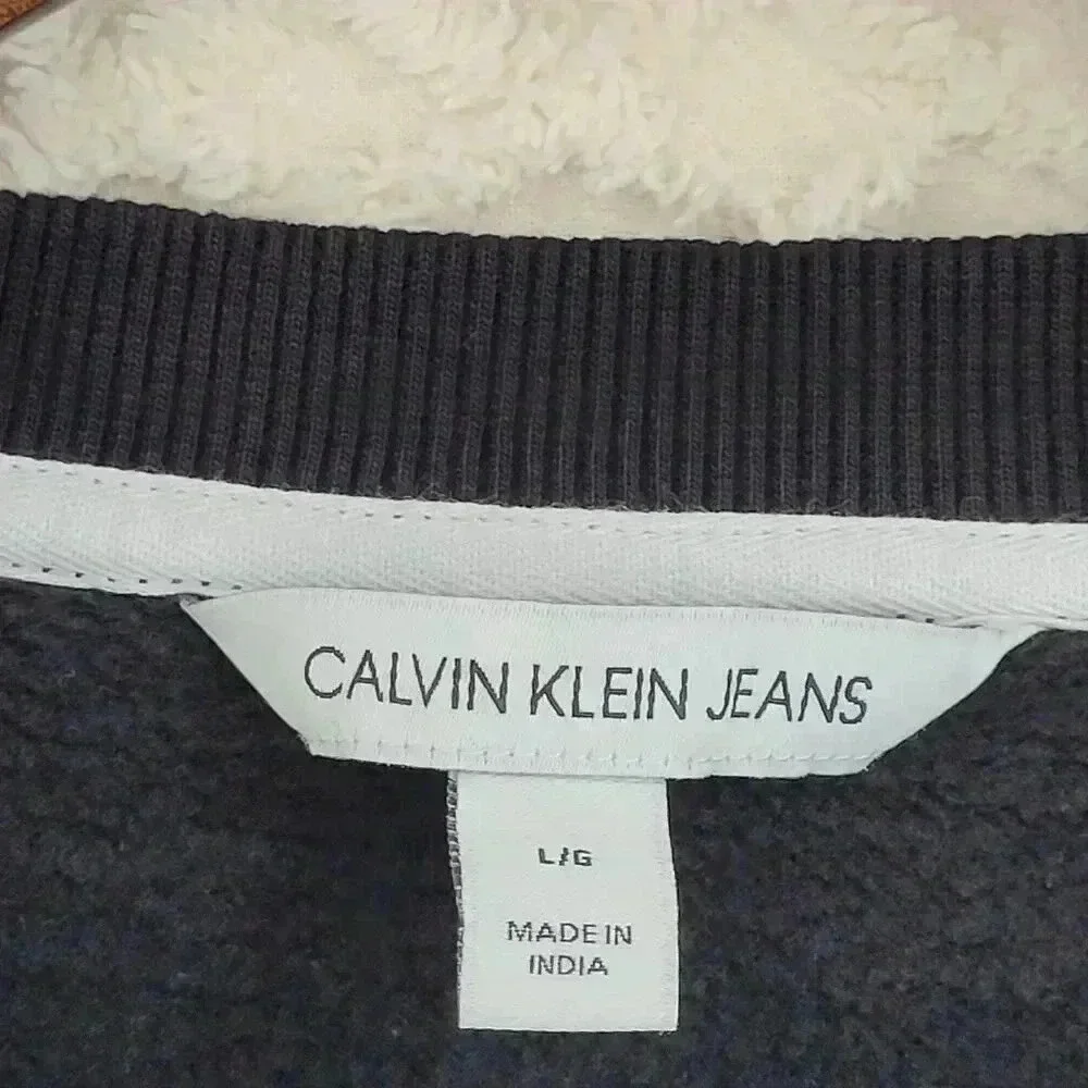Calvin Klein Jeans Mens Large Sweatshirt Black Crewneck